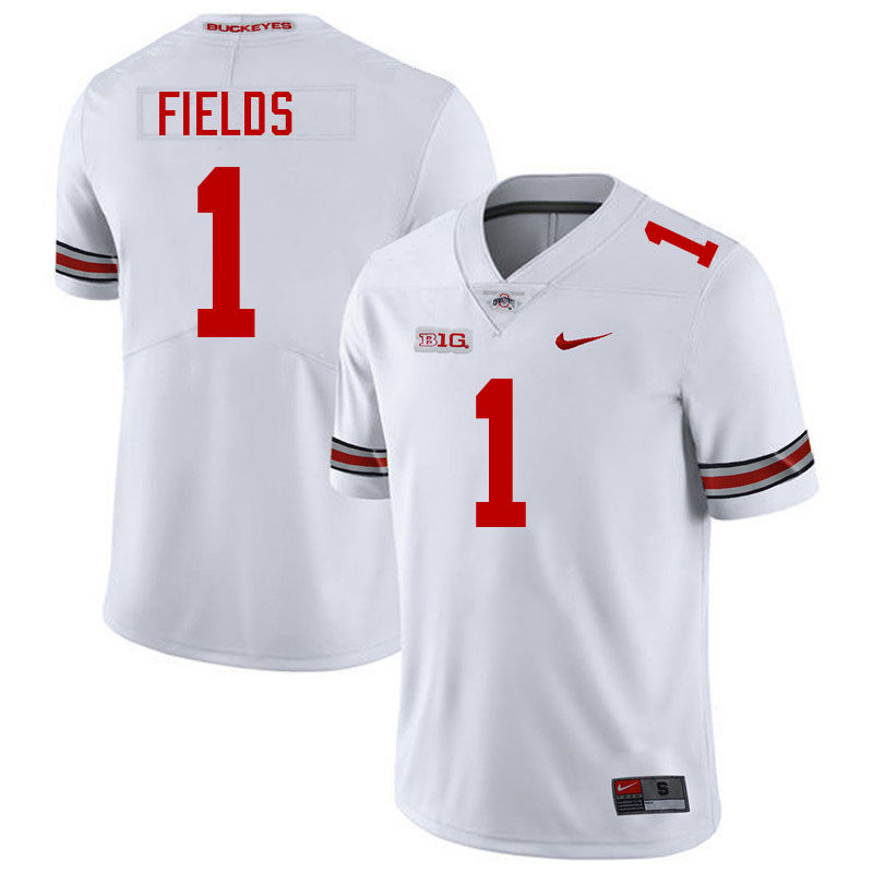 #1 Justin Fields Ohio State Buckeyes Jerseys Football Stitched-White